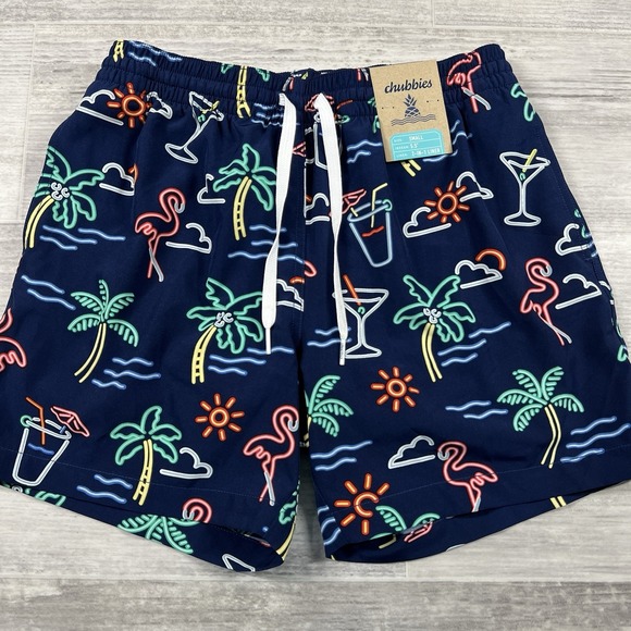 NWT Chubbies The Neon Lights Classic Swim Trunks With Liner 5.5" Men's Small - Picture 1 of 9